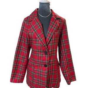 SHEIN Red Plaid Women's Blazer Jacket